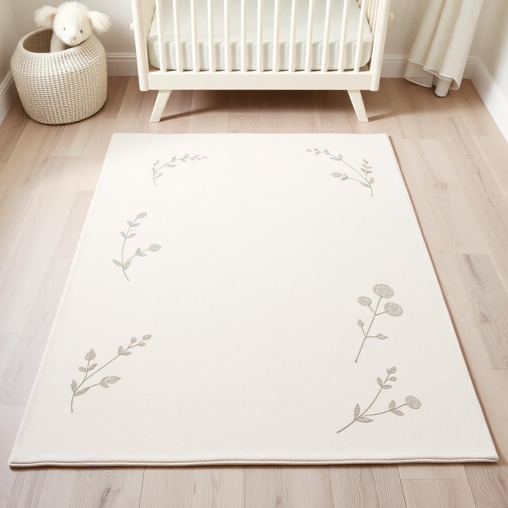 Quiet Meadow washable nursery rug in Ivory, styled in a child's room